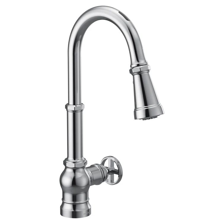 Chrome Industrial Deck Mounted Kitchen Faucet with Pull-out Spray