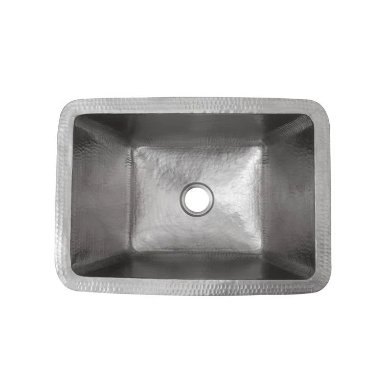 17" Rectangle Hammered Nickel-Plated Copper Bathroom Sink