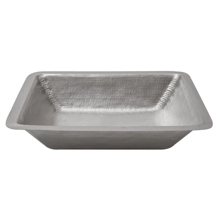 19" Rectangle Hammered Copper Undermount Bathroom Sink in Nickel Finish
