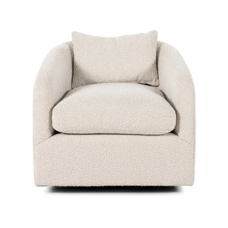 Knoll Natural Leather Swivel Accent Chair with Plush Seating