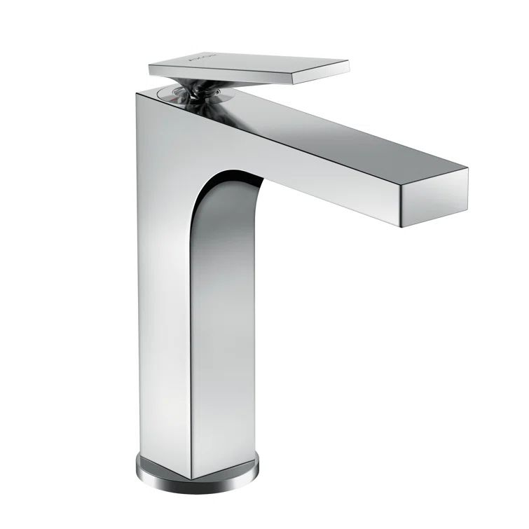 Chrome Single Hole Modern Bathroom Faucet with Drain Assembly