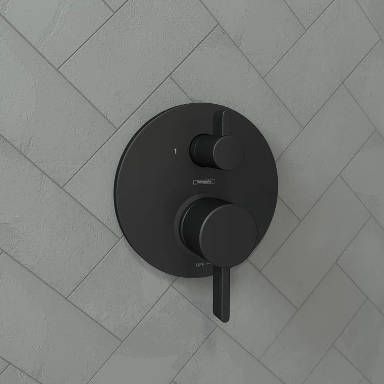 Matte Black Wall-Mounted Lever Shower Valve Trim
