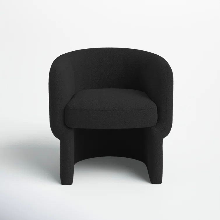 Luxurious Black Velvet Barrel Chair with Sleek Manufactured Wood Base