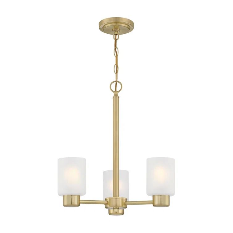 Champagne Brass 3-Light Chandelier with Frosted Glass Shades