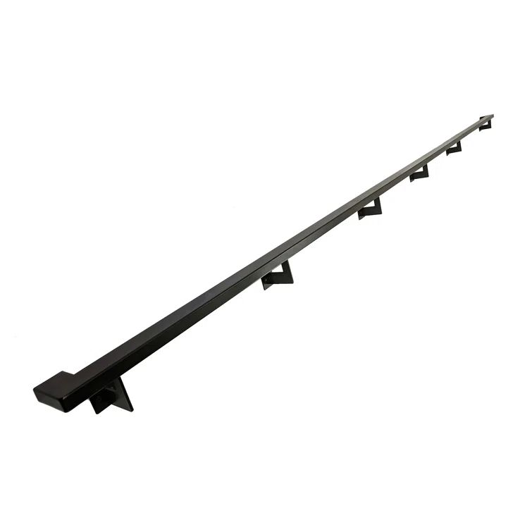 16 Foot Black Powder Coated Aluminum Handrail Set with Steel Brackets