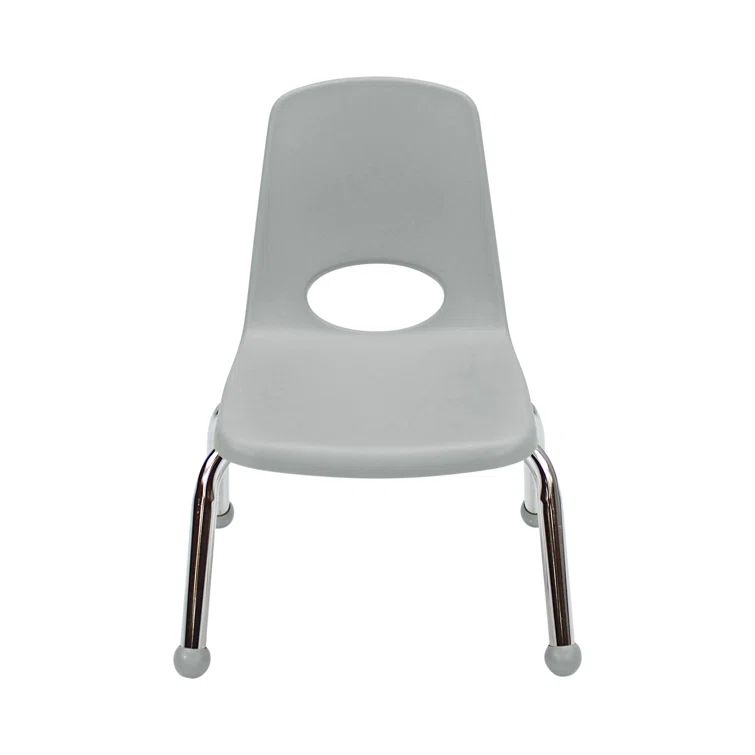 Light Gray 10" Stackable Classroom Chairs with Steel Legs, Set of 6