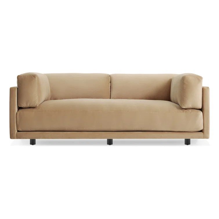 Sunday 82" Camel Velvet Sofa with Wood Legs
