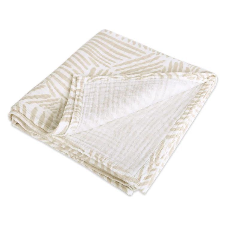 Oat Stripe Organic Cotton Muslin Baby Swaddle Blanket