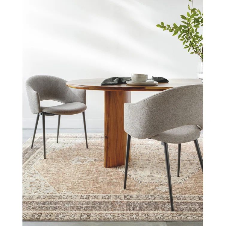 Lila Terracotta and Beige Medallion Polyester Area Rug 7'10" x 10'