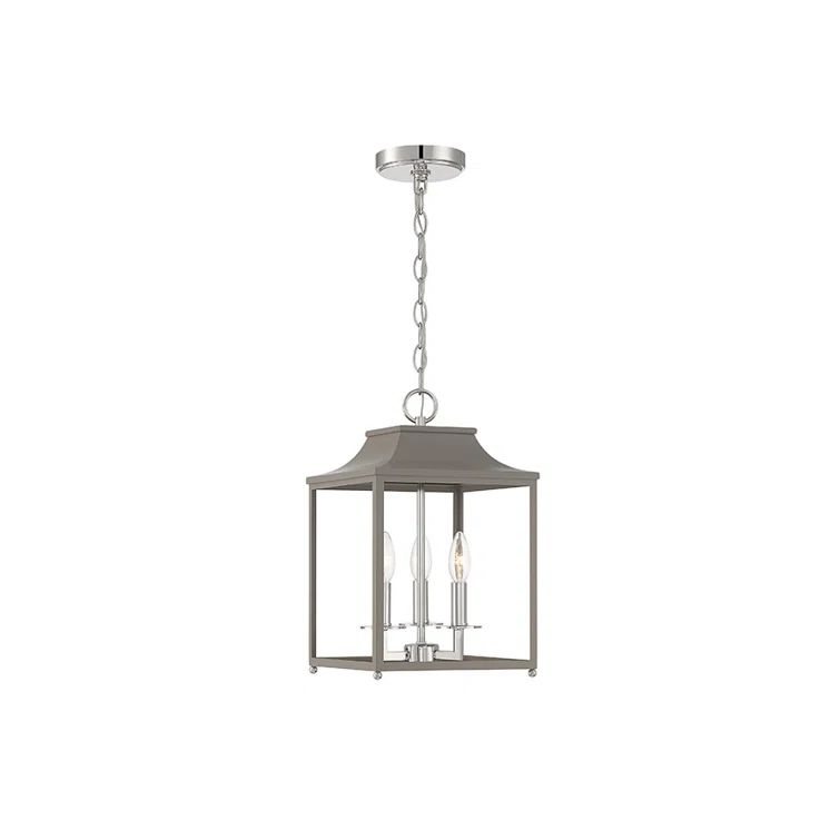 Gray Wrought Iron 3-Light Lantern Pendant Chandelier