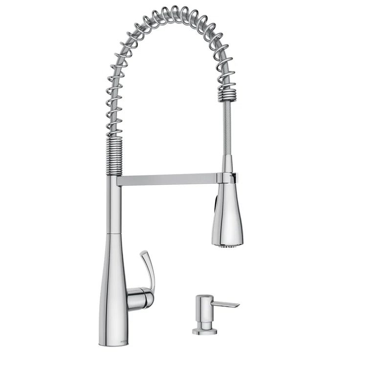 Essie Chrome High Arc Pull-Down Kitchen Faucet with Soap Dispenser