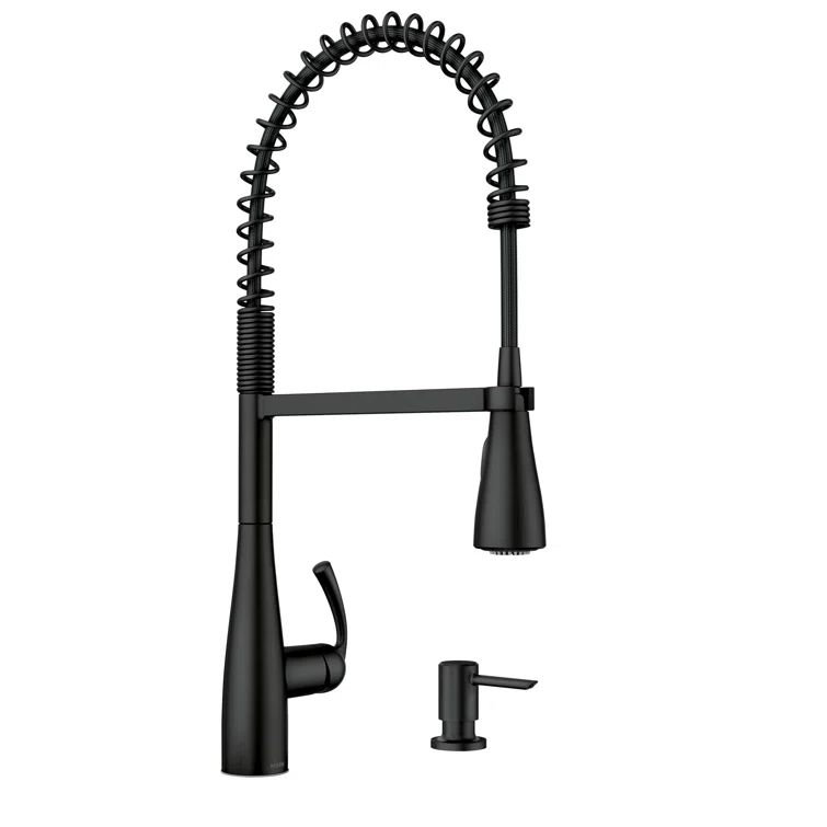 Matte Black High Arc Pull-Down Kitchen Faucet with Spray