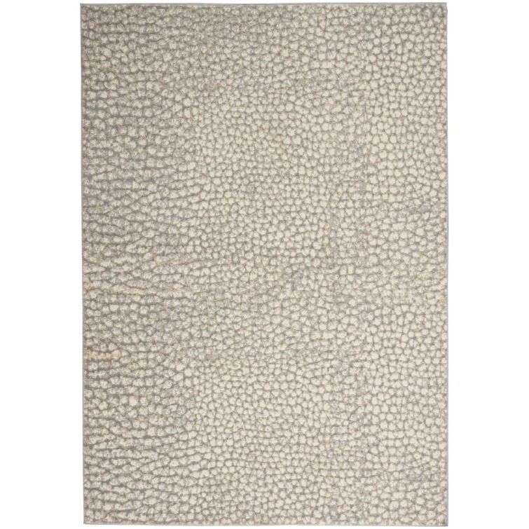 Elysian Pebble Abstract 5' x 7' Ivory/Grey Synthetic Area Rug