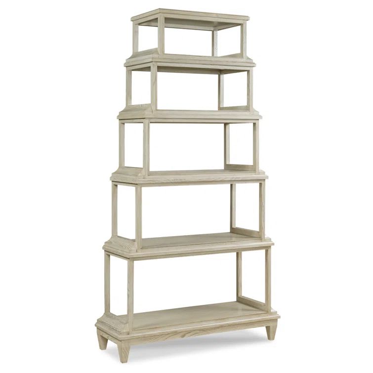 Luna Gray Solid Hardwood Ash Veneer 5-Shelf Bookcase