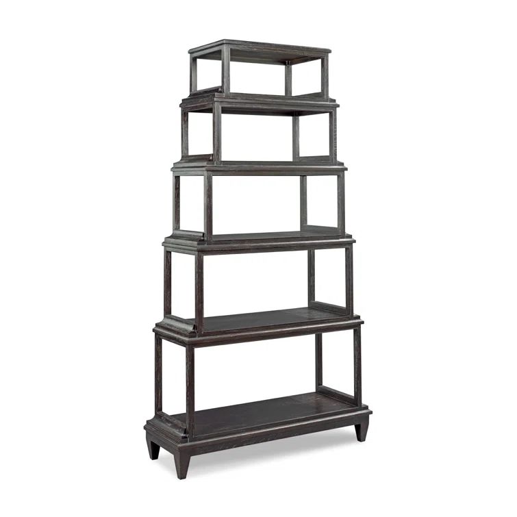 Montecito Slate Wood Graduating Etagere Bookcase