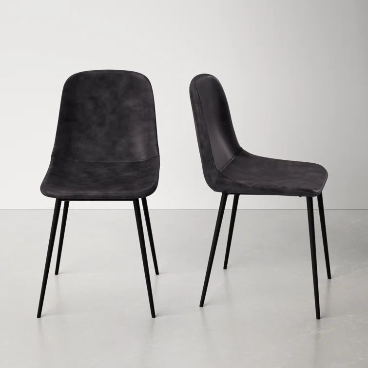 Maxine Slender High-Back Gray Vegan Leather Side Chair