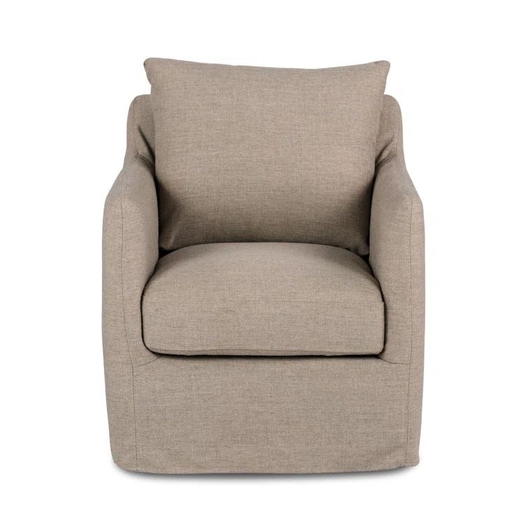 Alcala Taupe Glove Leather Swivel Accent Chair