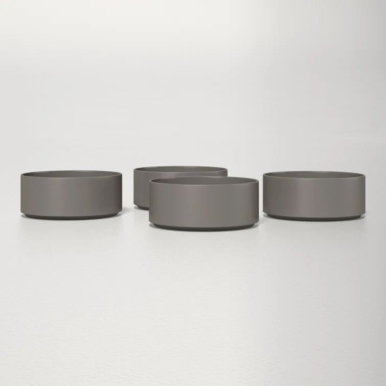 Pewter Gray Ceramic Round Cereal Bowl Set of Four