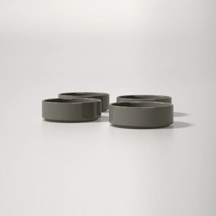 Charcoal Ceramic Shallow Pasta Bowls Set of 4