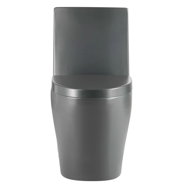 Matte Grey High Efficiency Dual Flush Elongated One-Piece Toilet