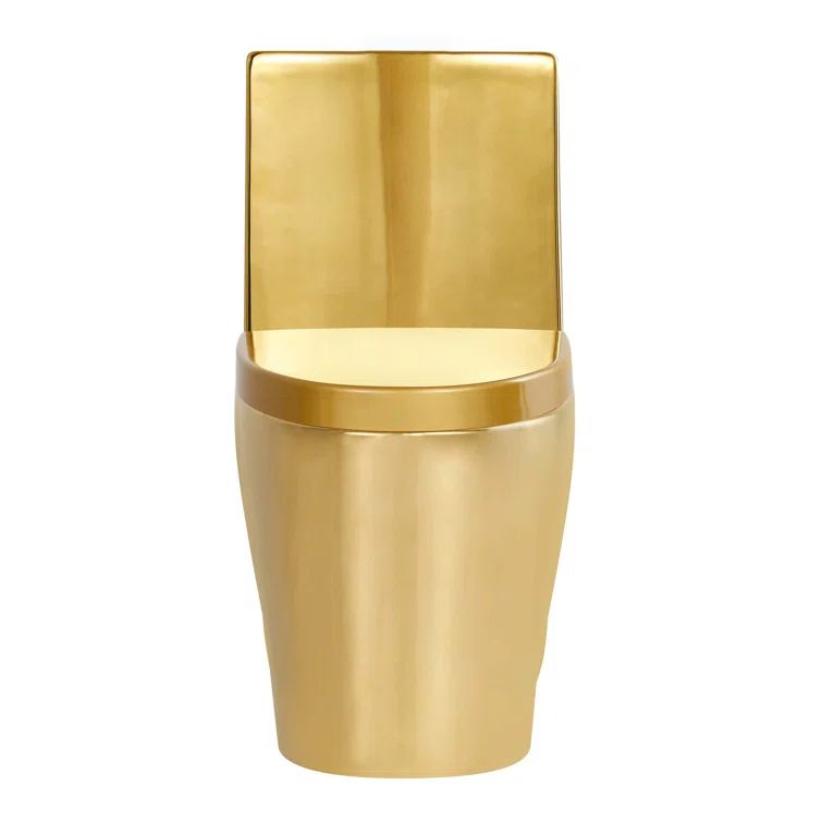 Shiny Gold Elongated Dual-Flush High Efficiency Toilet