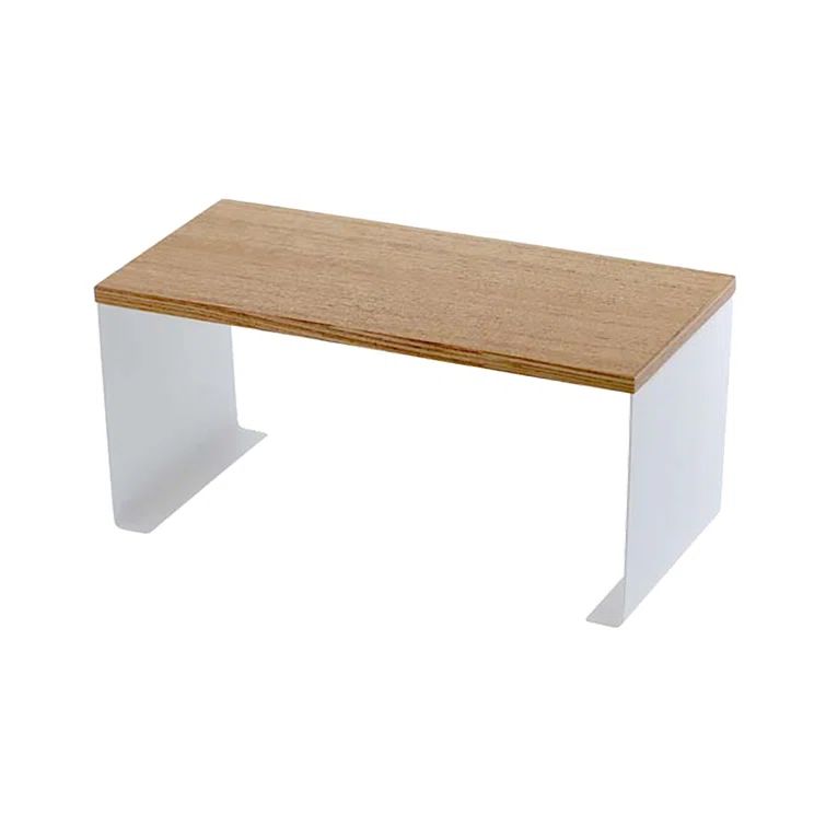 White Steel and Wood Stackable Countertop Organizer