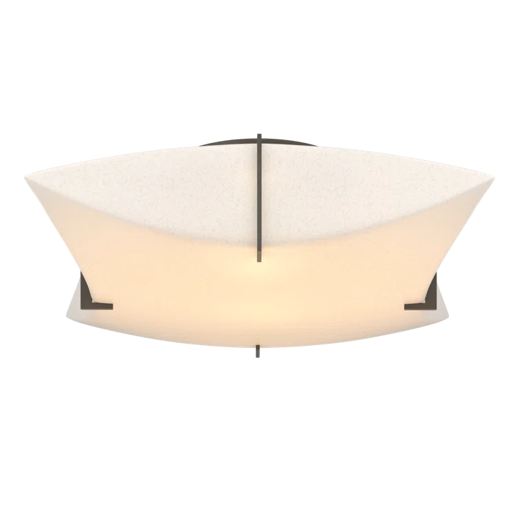 Elegant Bento Dark Smoke 2-Light LED Semi-Flush Mount with Spun Frost Shade