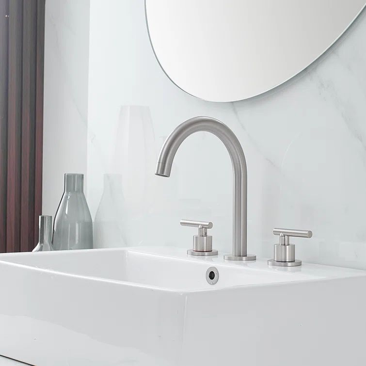 Brushed Nickel 8-Inch Widespread 2-Handle High-Arc Bathroom Faucet