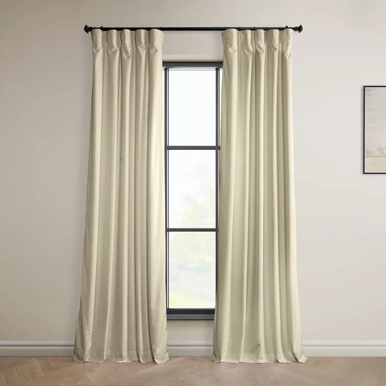 Angora Beige Velvet Blackout Curtain Panel for Windows and Doors