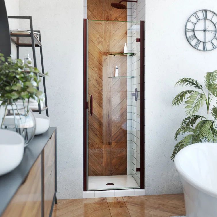 Oil Rubbed Bronze Semi-Frameless Swing Shower Door with Clear Glass