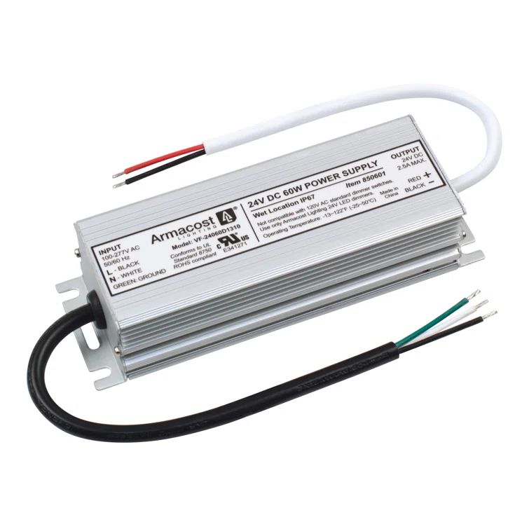 60W Silver Aluminum Waterproof LED Driver for Indoor/Outdoor Use