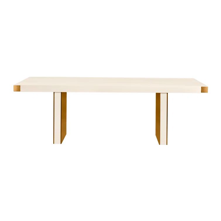 Cream and Gold Ash Wood Rectangular Dining Table
