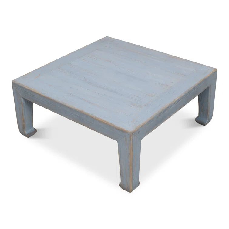 Blue Solid Pine Wood Square Coffee Table