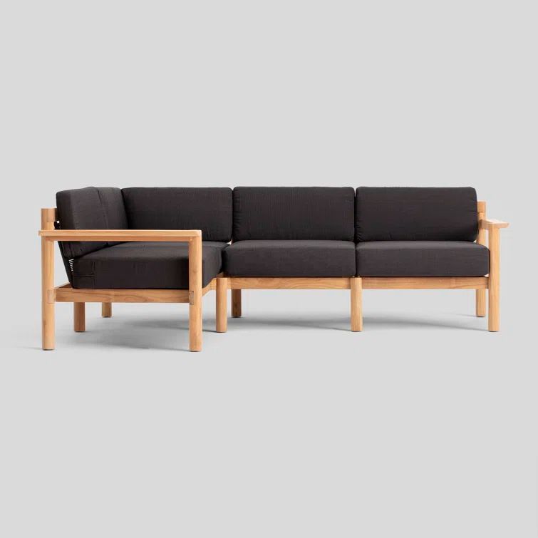 Haven 4-Piece Teak Outdoor Sectional with Charcoal Sunbrella Cushions