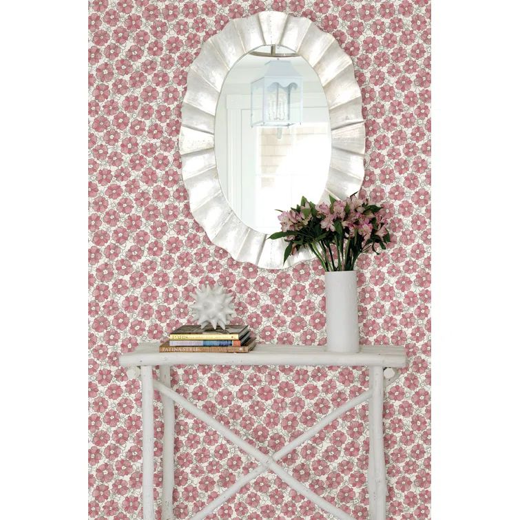 Allison Pink Floral Watercolor Washable Wallpaper Roll