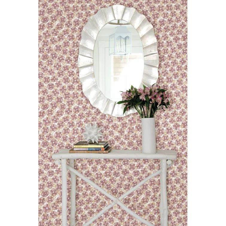 Lavender and Gold Floral Removable Wallpaper Roll