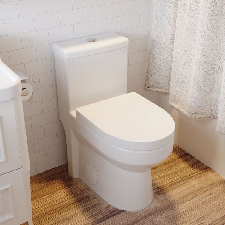 Compact White Ceramic Dual Flush Round Toilet with Seat
