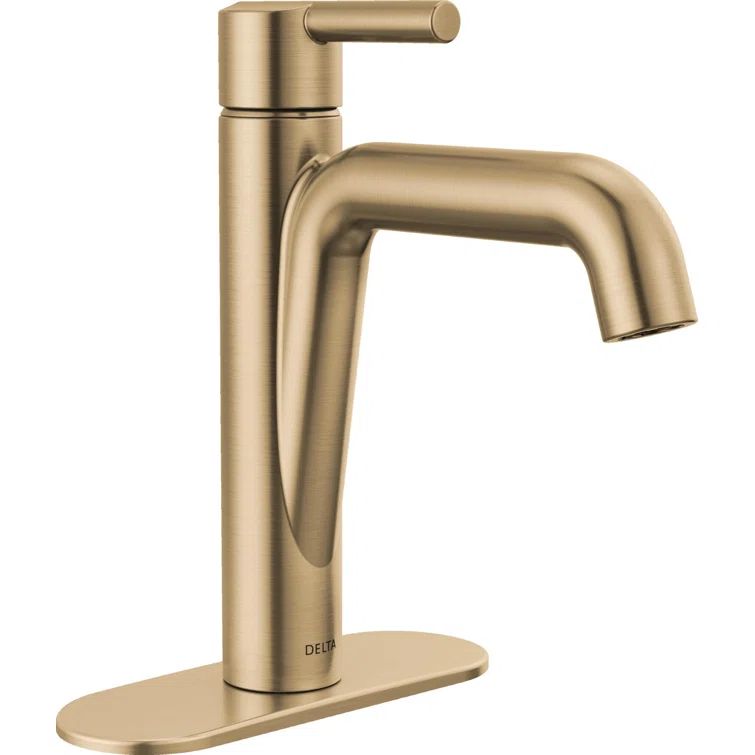 Nicoli Champagne Bronze Single Hole Transitional Bathroom Faucet