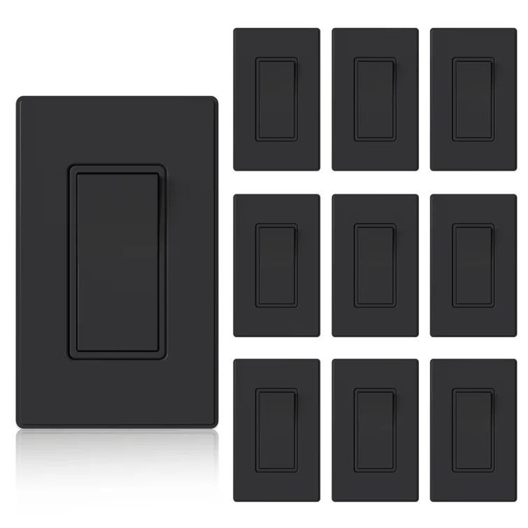 Black Matte Thermoplastic Rocker Light Switch Set of 10