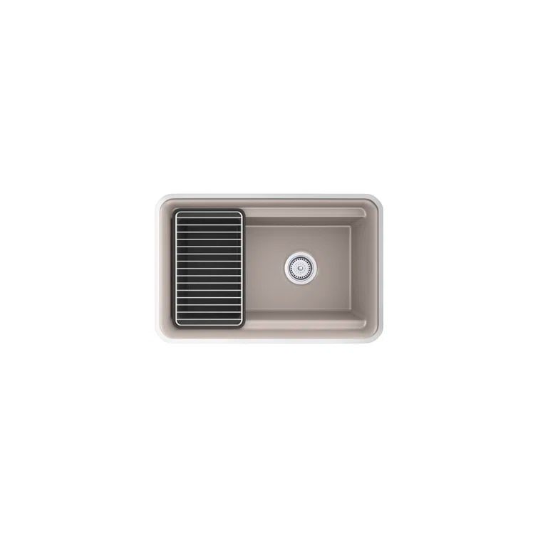 Matte Taupe Cast Iron Undermount Utility Sink with Deep Bowl