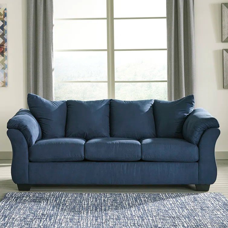 Contemporary Darcy 89'' Navy Blue Upholstered Sofa