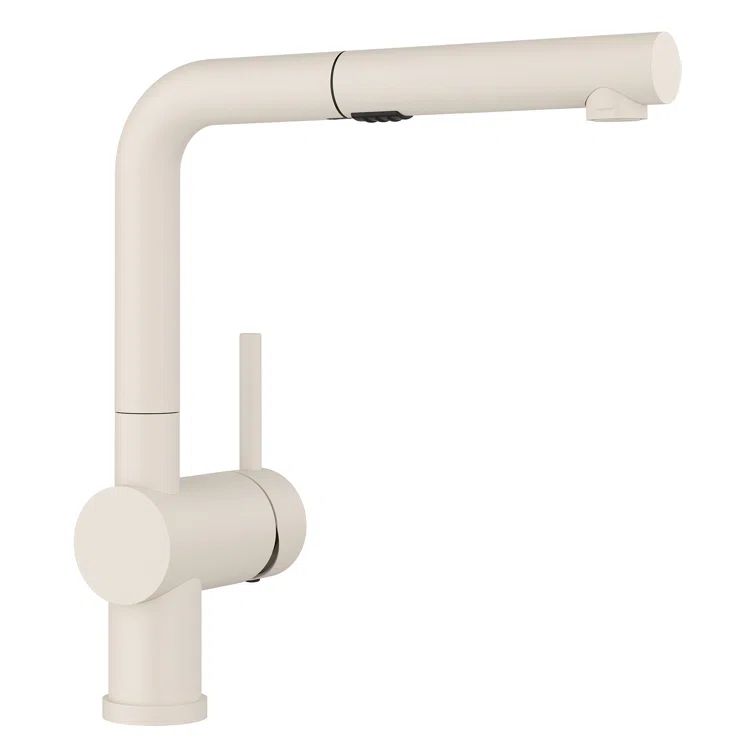 Soft White Brass Pull-Out Spray Kitchen Faucet