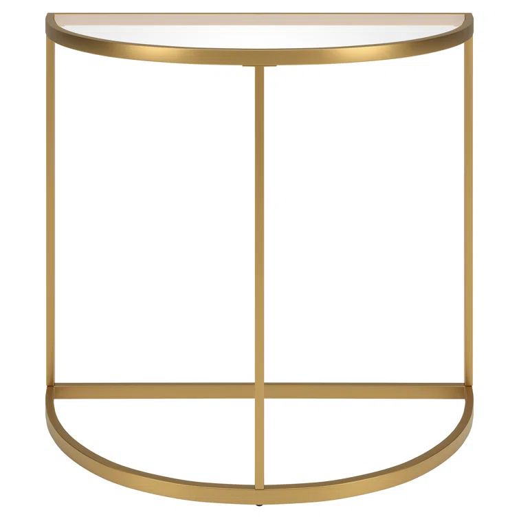 32'' Gold Glass Top Demilune Console Table