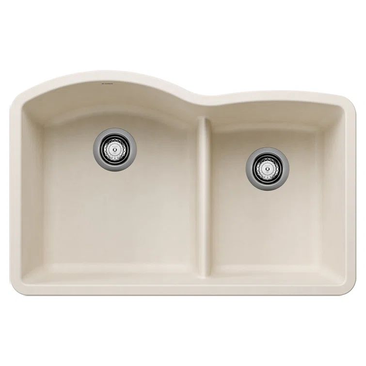 Soft White Granite Composite Double Bowl Undermount Kitchen Sink