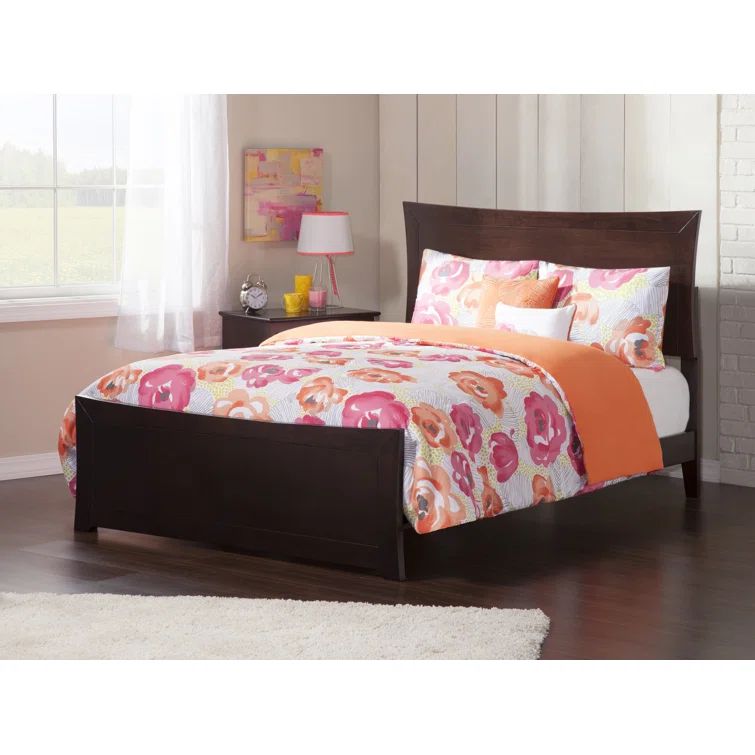 Metro Espresso Brown Full Wood Platform Bed with Headboard