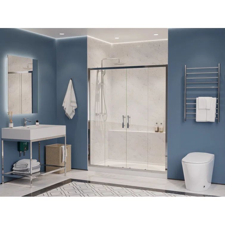 ANZZI 70'' x 60'' Polished Chrome Framed Sliding Shower Door