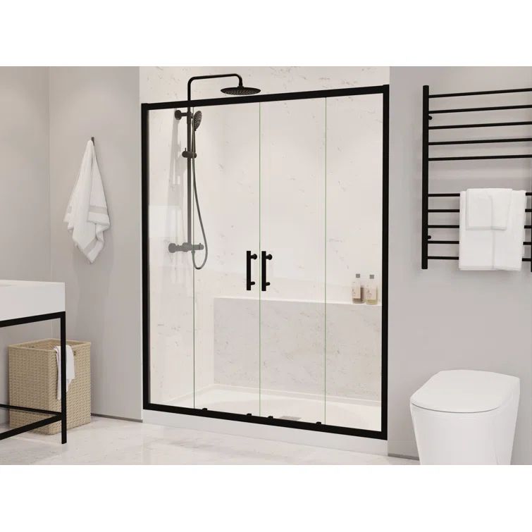 Matte Black 70" x 60.4" Framed Sliding Shower Door