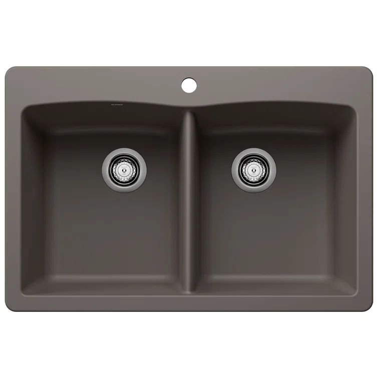 Volcano Gray Granite Double Bowl Drop-In Kitchen Sink