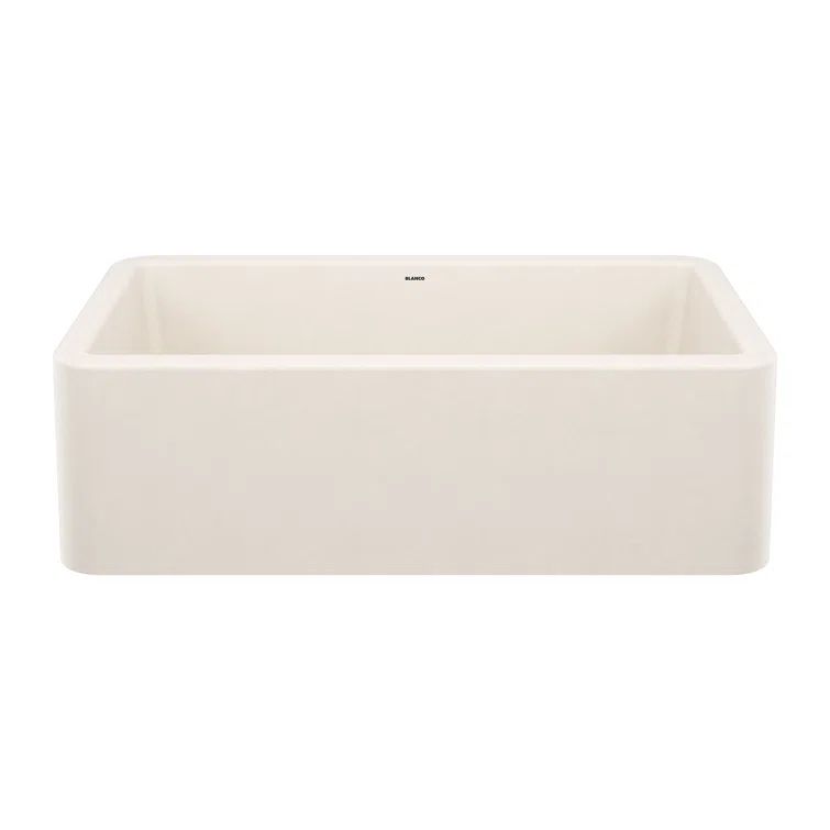 Soft White Granite Composite Farmhouse Apron-Front Sink, 33"