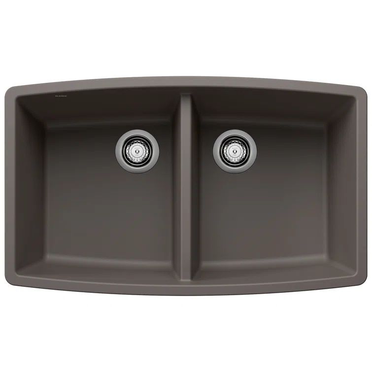Volcano Gray Granite Double Bowl Undermount Kitchen Sink
